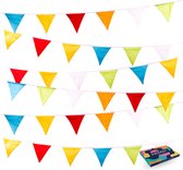 Fissaly Verjaardag Stoffen Gekleurde Vlaggetjes Slinger – Decoratie – Happy Birthday - Luxe feest versiering voor je verjaardagsfeest – Rood, Geel, Blauw, Groen, Paars, Roze & Oranje