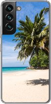 Geschikt voor Samsung Galaxy S22 Plus hoesje - Strand - Tropisch - Zee - Siliconen Telefoonhoesje