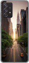Geschikt voor Samsung Galaxy A53 5G hoesje - Straat van New York in de ochtend - Siliconen Telefoonhoesje