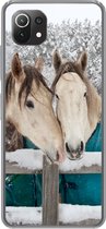 Coque Xiaomi 11T - Paarden - Couverture - Neige - Coque de téléphone en Siliconen