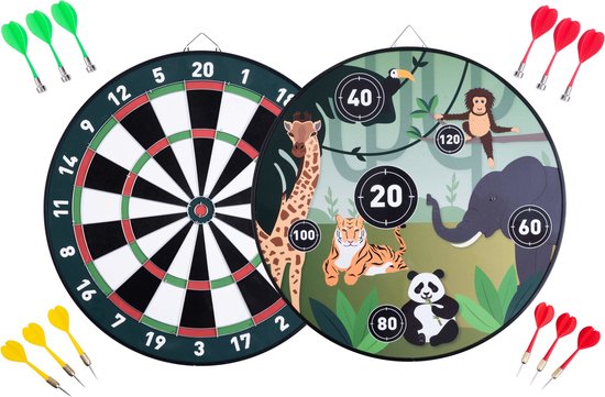 Foto: Dubbelzijdig magnetic paper jungle kinder dartboard darts