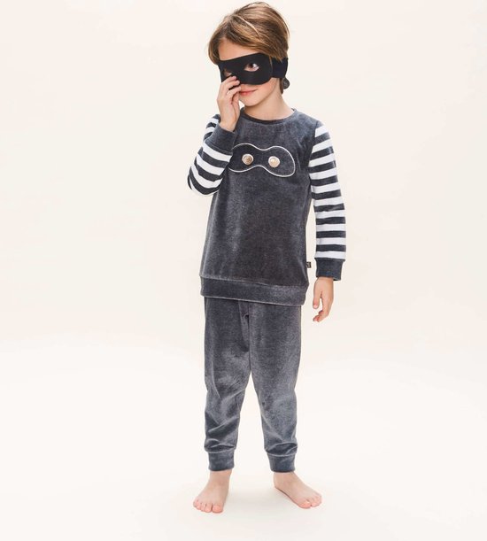 Charlie Choe jongens velours pyjama Ninja Dark Grey