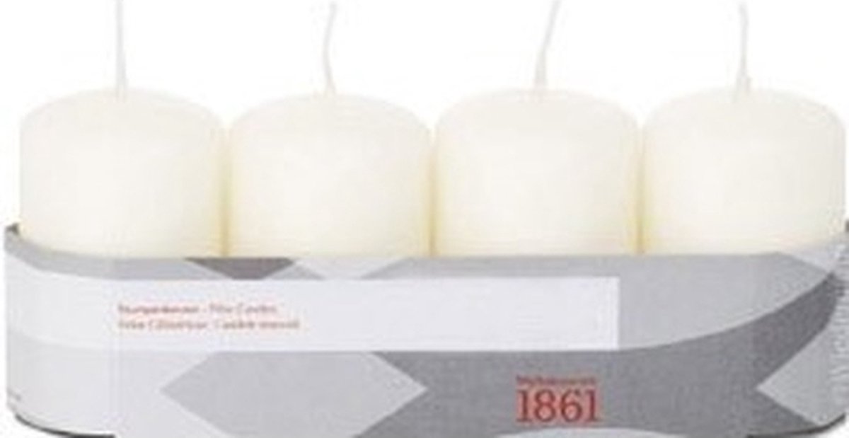 Trend Candles Cilinderkaarsen/stompkaarsen - set 16x - ivoorwit - 5 x 8 cm - 18 branduren