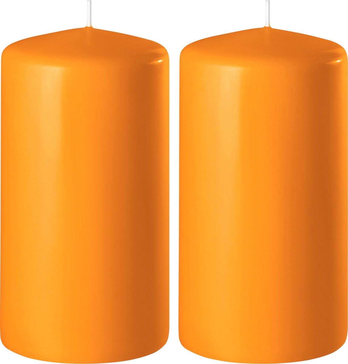 Enlightening Candles 2x Oranje cilinderkaarsen/stompkaarsen 6 x 15 cm 58 branduren - Geurloze kaarsen oranje - Woondecoraties