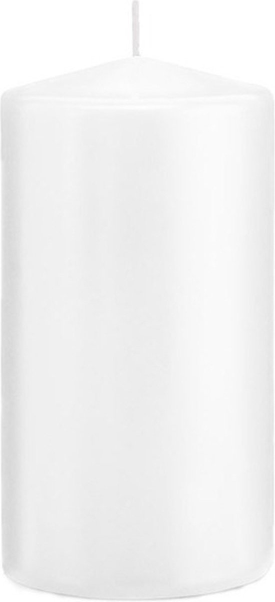 Trend Candles Cilinderkaars/stompkaars - wit - 8 x 15 cm - 69 branduren - horeca kaarsen