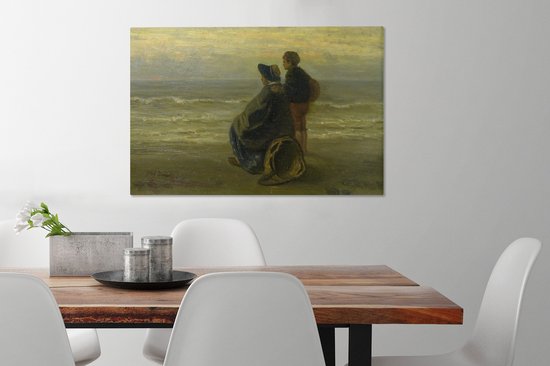 Tableau sur toile Mère et enfant à la mer - tableau de Jozef Israëls - 90x60 cm - Décoration murale