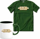 Een gelukkig nieuwjaar iedereen - fout oud en nieuw shirt  / nieuwjaarsfeest kleding - T-Shirt met mok - Unisex - Bottle Groen - Maat XL