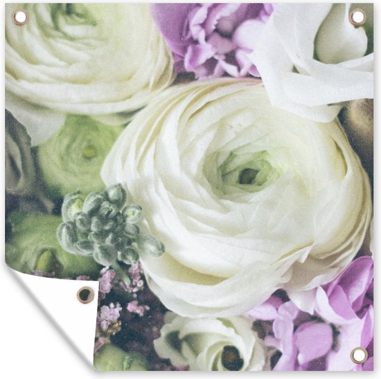 Poster Jardin Fleurs - Roses - Nature - 200x200 cm - Toile jardin - Poster extérieur