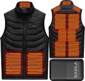 Basila® Elektrische Bodywarmer met Powerbank - L/XL - 11 Heating Zones - tot 65°C - Thermo Kleding - Heated vest - Elektrische kleding - Thermo vest - Verwarmde Vest - Verwarmde Kleding