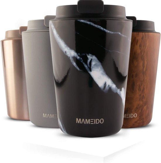 MAMEIDO Thermosbeker 350ml - Koffiemok gemaakt van roestvrij staal dubbelwandig geïsoleerd, lekvrij - Coffee to go Mok voor Koffie & Thee