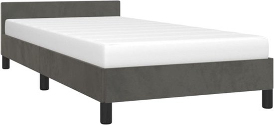 vidaXL Cadre de lit avec tête de lit Velours Gris foncé 80x200 cm