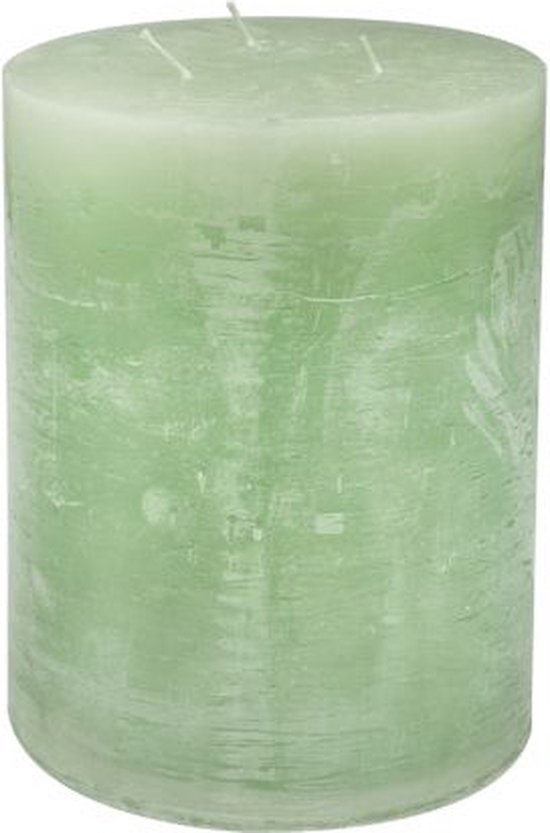 Bougie pilier - vert clair - 15x20cm - 3 mèches - paraffine - lot de 2
