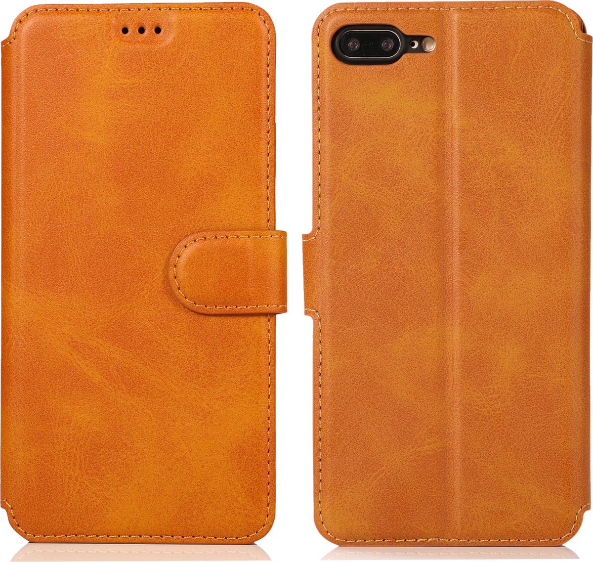 Bookcase Geschikt voor Apple iPhone 7 Plus / 8 Plus - Bruin - Pasjeshouder - Portemonnee