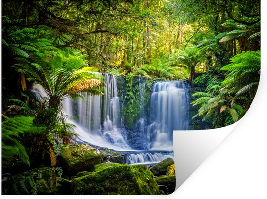 Muurstickers - Sticker Folie - Jungle - Waterval - Australië - Planten - Natuur - 120x90 cm - Plakfolie - Muurstickers Kinderkamer - Zelfklevend Behang - Zelfklevend behangpapier - Stickerfolie