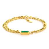 Kalli Kalli Armband (Sieraad) Vierkante Steen Groen Gold