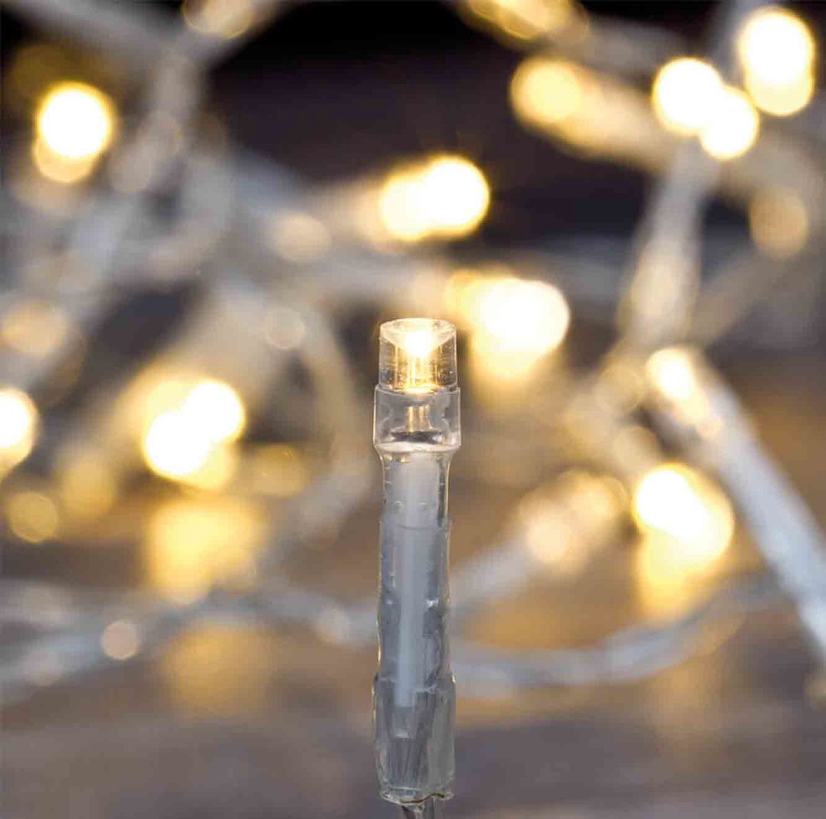 Kerstverlichting transparant snoer LED 40 warm wit buiten