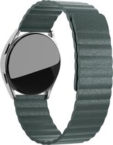 Strap-it horlogebandje leer 22mm - Magnetisch leren loop bandje geschikt voor Samsung Galaxy Watch 46mm / Gear S3 Classic & Frontier / Galaxy Watch 3 45mm / Amazfit GTR 2 / GTR 3 / GTR 4 - dennengroen