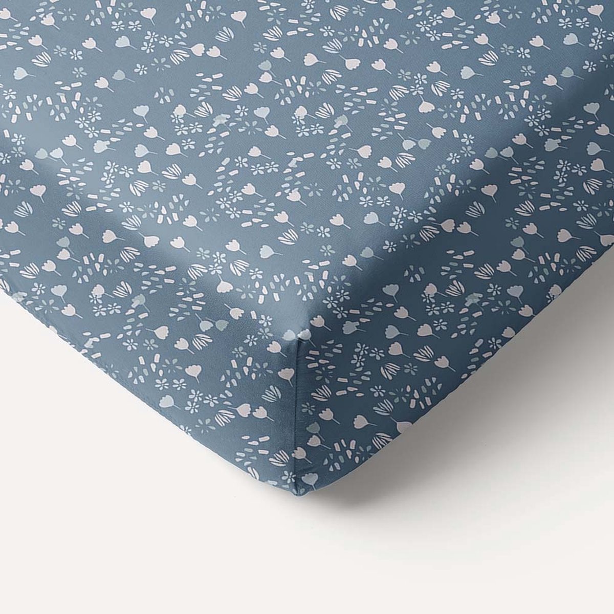 Petite Amélie Hoeslaken - Bloemenprint - Blauw - 90x200 cm - 100% Katoen - Eenpersoonsbed