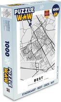 Puzzel Stadskaart - Best - Grijs - Wit - Legpuzzel - Puzzel 1000 stukjes volwassenen - Plattegrond