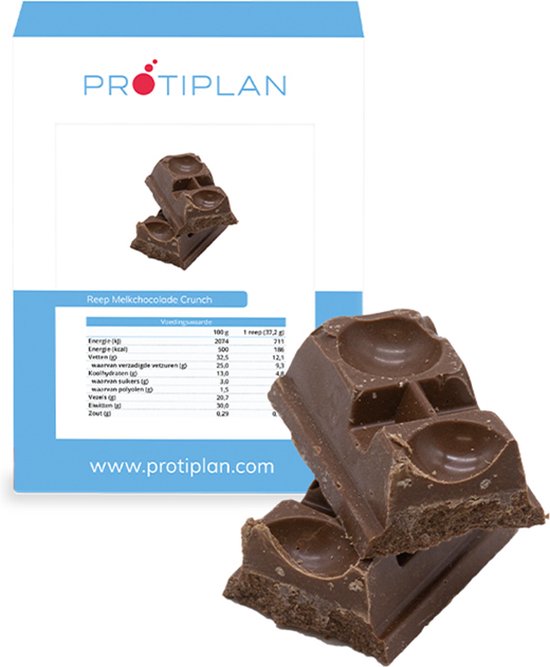 Protiplan Reep Melkchocolade Crunch 7 x 30 gram Low carb snack Eiwitrepen