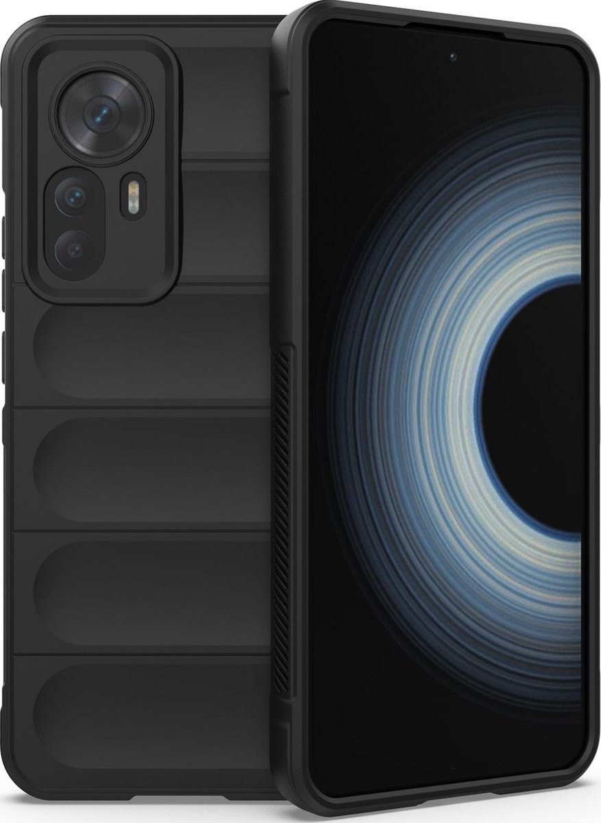 Mobigear Hoesje geschikt voor Xiaomi 12T Telefoonhoesje Flexibel TPU | Mobigear Bumpy Backcover | 12T Case | Back Cover - Zwart