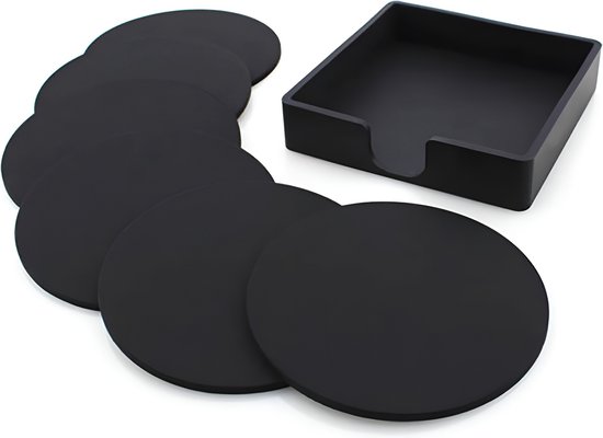 Onderzetter Voor Glazen - Onderzetters Siliconen - Onderzettersset - Drink Onderzetters - Zwart - Set van 6 - SEVEND