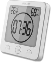 Horloge de salle de bain numérique étanche avec ventouse thermomètre à poser mur douche compte à rebours numérique réveil numérique à piles thermomètre hygromètre intérieur (blanc)
