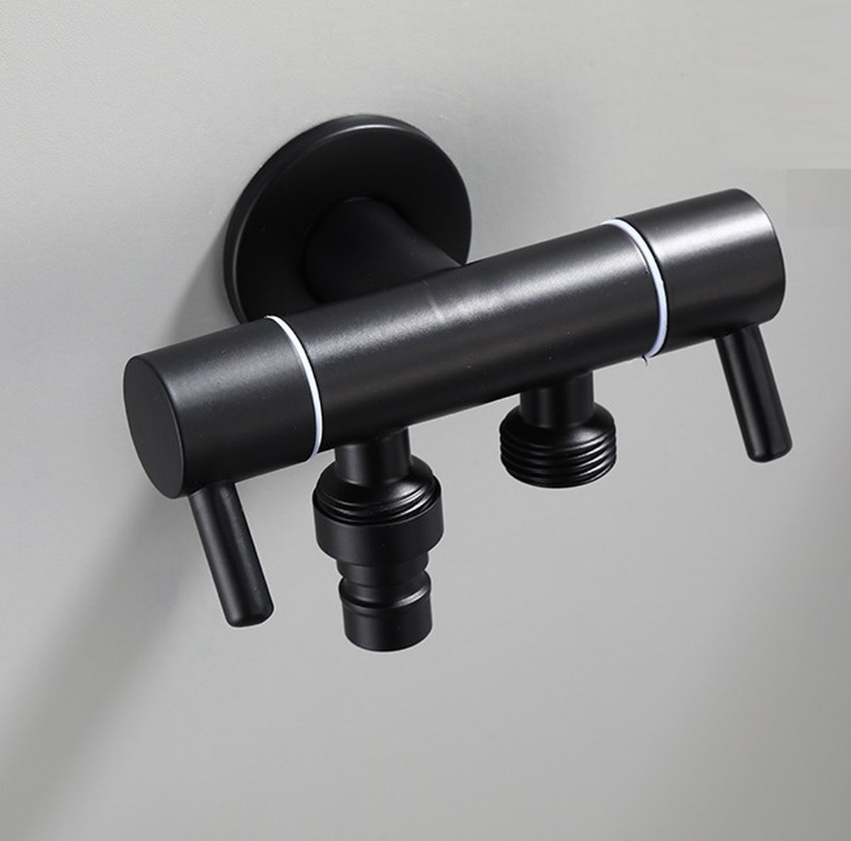 Dubbele kraan One liner Rvs mat zwarte buiten/binnen kraan Kraan