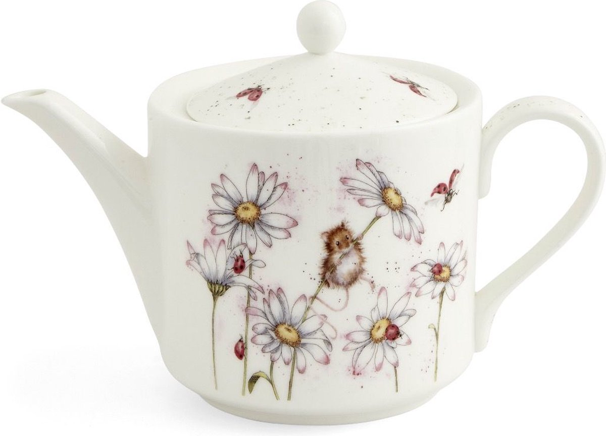 Wrendale Designs - Theepot - Mouse & Flower