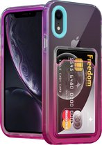 ShieldCase geschikt voor Apple iPhone Xr hoesje colorful pasjeshouder - turquoise/roze - Hoesje met pasjeshouder - Pasjes case - Backcover Beschermhoesje
