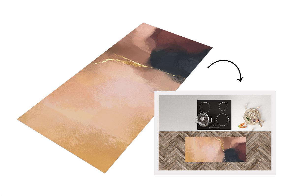 KitchenYeah Keukenloper - Loper keuken - Abstract - Verf - Pastel - 120x50 cm - Keukenloper vinyl Multicolor