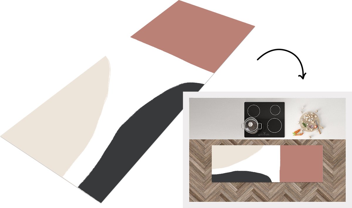 KitchenYeah Keukenloper - Loper keuken - Pastel - Abstract - Design - 150x50 cm - Keukenloper vinyl Multicolor