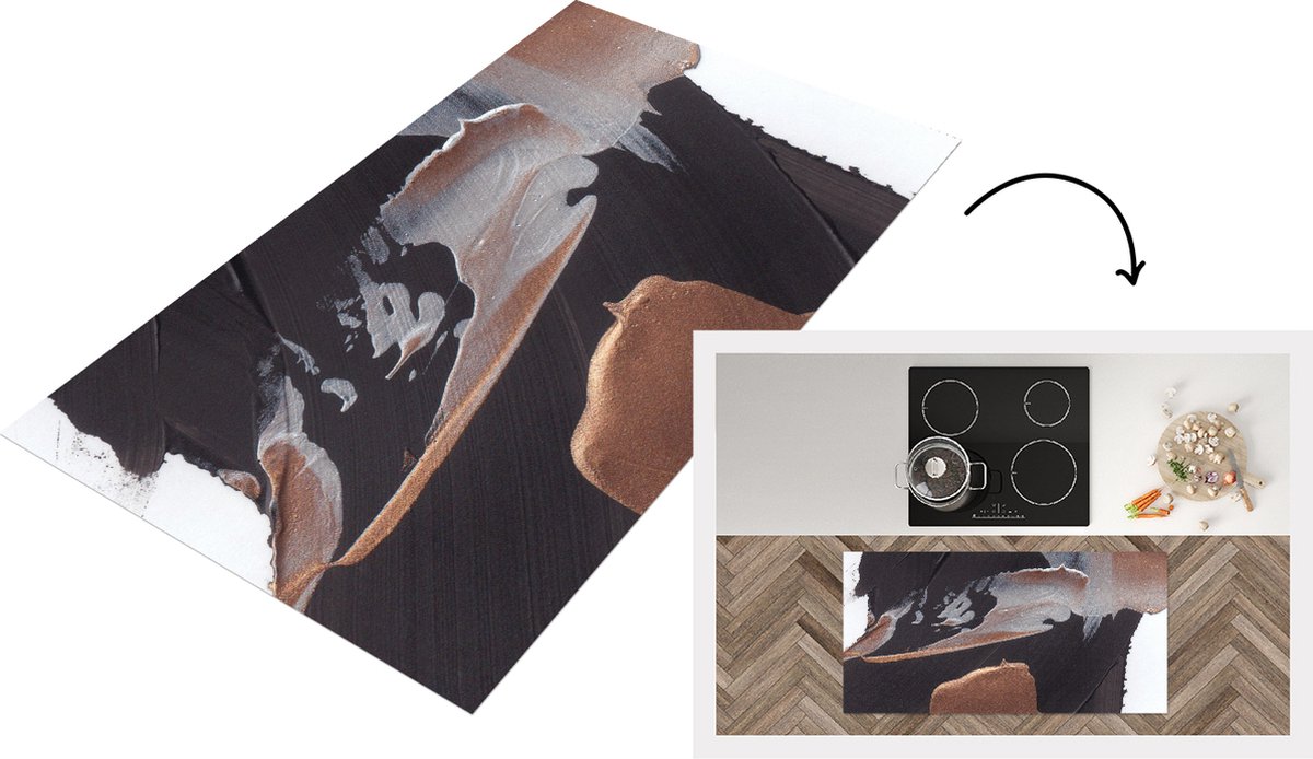 Keukenloper - Loper keuken - Abstract - Verf - Goud - 120x60 cm - Keukenloper vinyl