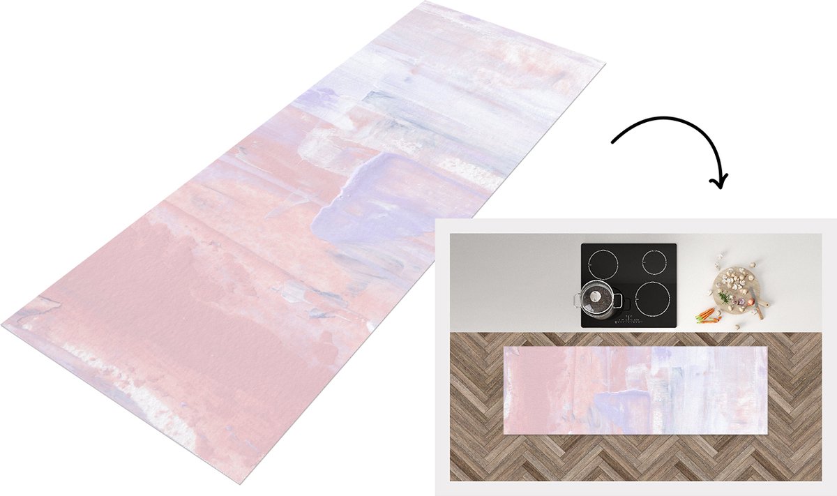 KitchenYeah Keukenloper - Loper keuken - Verf - Pastel - Design - 180x60 cm - Keukenloper vinyl Multicolor