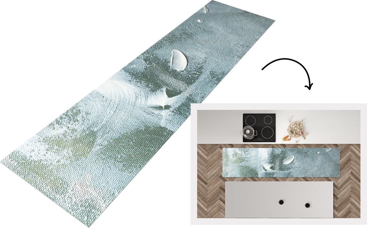 KitchenYeah Keukenloper - Loper keuken - Acrylverf - Structuren - Abstract - 240x60 cm - Keukenloper vinyl Multicolor