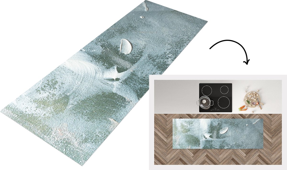 Keukenloper - Loper keuken - Acrylverf - Structuren - Abstract - 150x50 cm - Keukenloper vinyl