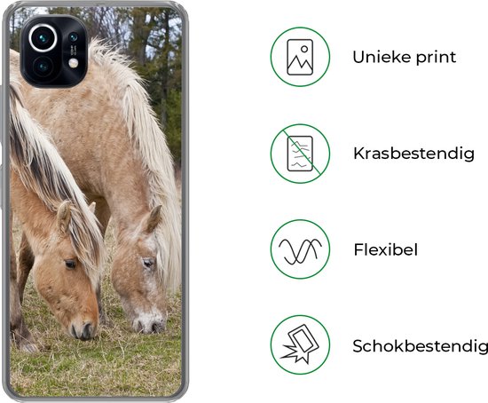 Xiaomi Mi 11 - Deux chevaux du fjord paissant dans un champ d'herbe - Coque en Siliconen pour téléphone