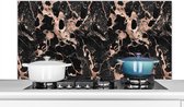 Spatscherm keuken 120x60 cm - Kookplaat achterwand Marmer - Rose - Patronen - Chic - Muurbeschermer - Spatwand fornuis - Hoogwaardig aluminium