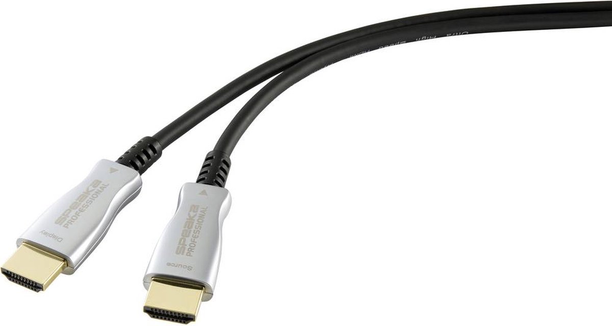 SpeaKa Professional SP-9019352 HDMI-kabel HDMI Aansluitkabel HDMI-A-stekker, HDMI-A-stekker 30.00 m Zwart 4K UHD, Afges