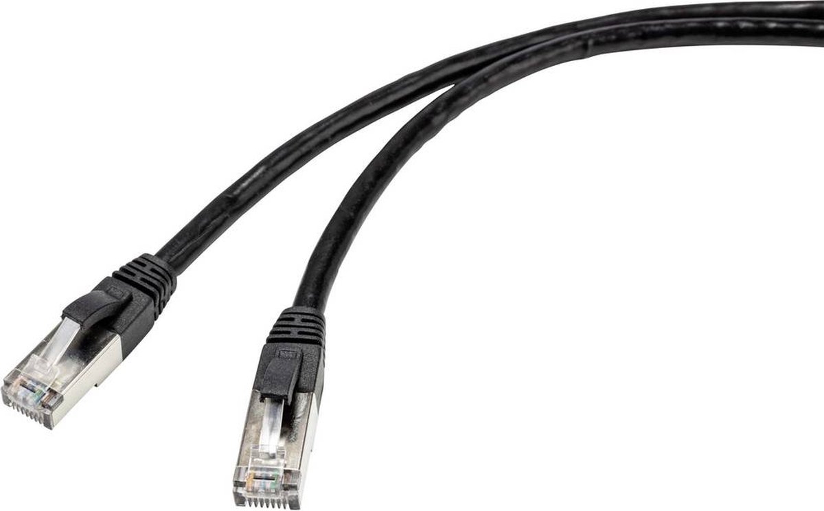 Image of Renkforce RF-4538210 RJ45 Netwerkkabel, patchkabel CAT 6A S/FTP 50.00 m Zwart Geschikt voor buiten 1 stuk(s)