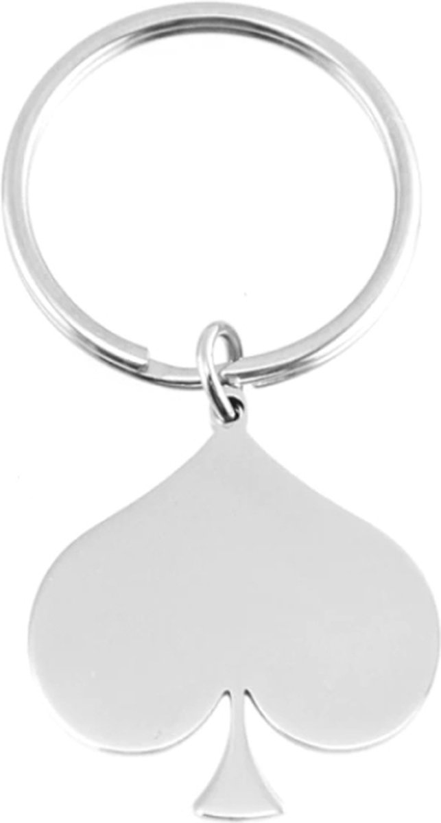 Edelstaal Sleutelhanger Zilverkleurig Schoppen
