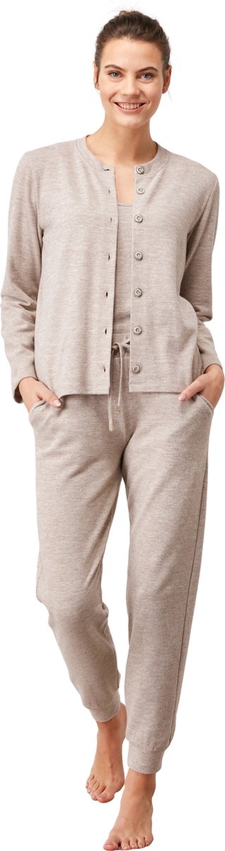 Penye Mood - 3 Delige Dames Pyjama Set, Lange Mouwen - XL