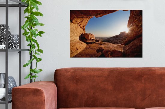 Tableau sur toile - Toile sur toile - Grotte - Désert - Nature - Soleil - Décoration murale - 90x60 cm - Toile - Salon