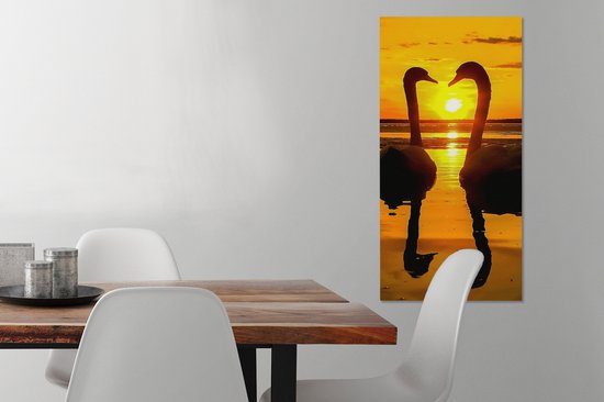 OneMillionCanvasses - Toile - Tableau - Cygne - Coucher de soleil - Water - Vogel - Toile - 40x80 cm - Décoration murale - Intérieur