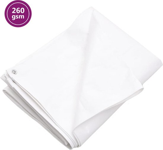Wit zeildoek, 260 gsm, opgevouwen.