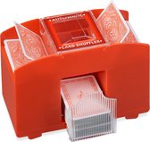 Relaxdays elektrische kaartenschudmachine - 4 decks - automatische kaartenschudder - rood
