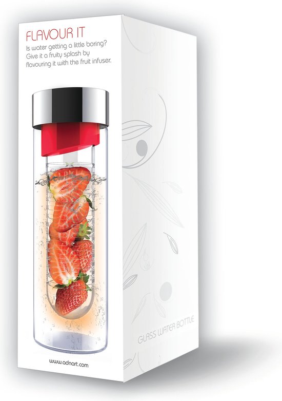 Asobu Flavour It Drinkbeker - Glas - Incl. Fruitinfuser - 480 ml - Groen/Zilver