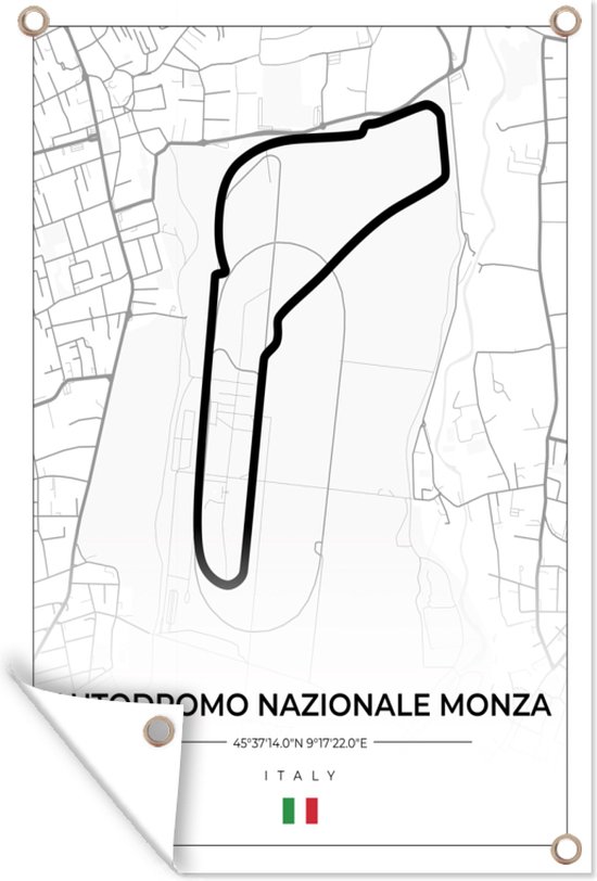 Tuinposter – Tuindoek – Tuinposters buiten – Racing – F1 – Circuit – Italië – Autodromo Nazionale Monza – Wit – 80×120 cm – Tuin