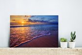 Wanddecoratie Metaal - Aluminium Schilderij Industrieel - Zee - Strand - Zonsondergang - Wolken - Horizon - 30x20 cm - Dibond - Foto op aluminium - Industriële muurdecoratie - Voor de woonkamer/slaapkamer