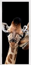 Deursticker Giraffe - Dieren - Zwart - Portret - Dieren - 85x205 cm - Deurposter